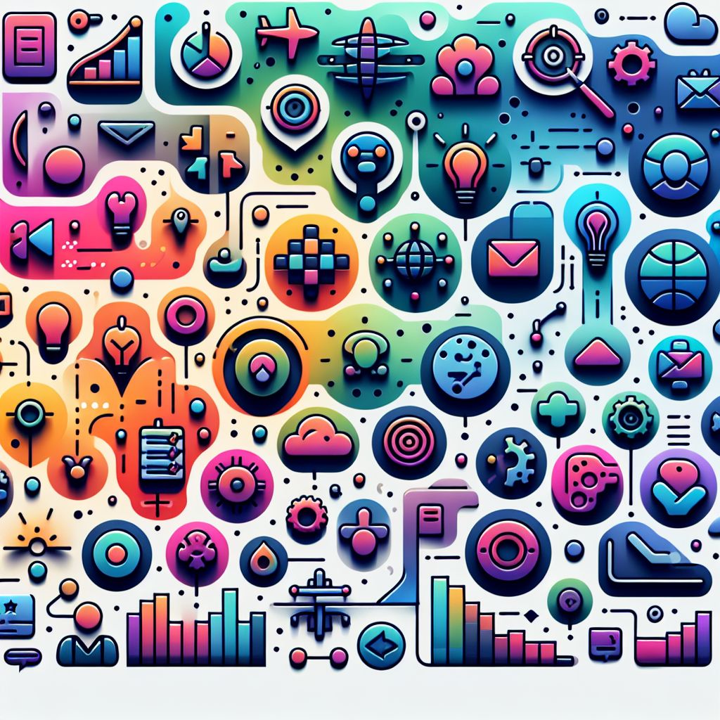 Strategies in illustration style with gradients and white background