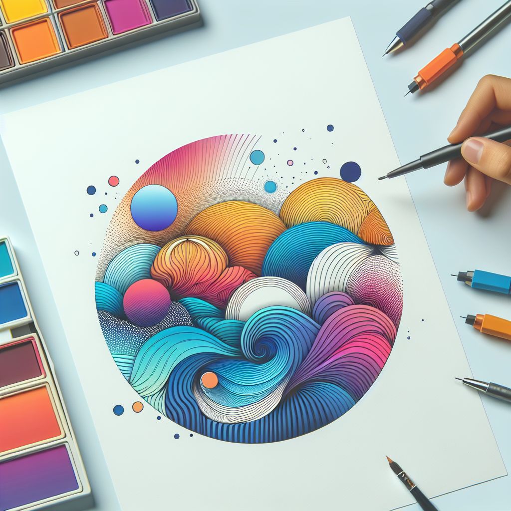 Utilization in illustration style with gradients and white background