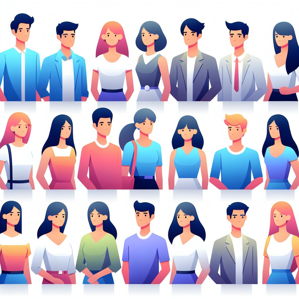 Target audience in illustration style with gradients and white background