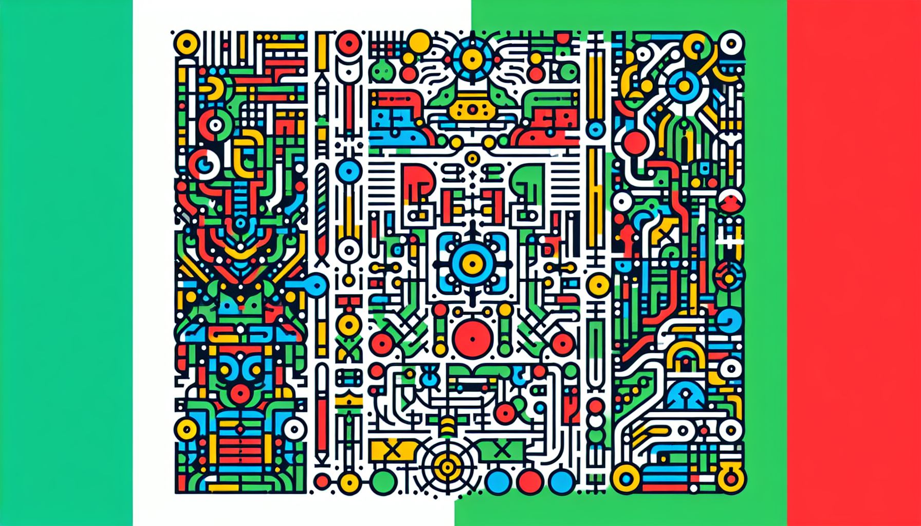 Blueprint in flat illustration style and white background, red #f47574, green #88c7a8, yellow #fcc44b, and blue #645bc8 colors.