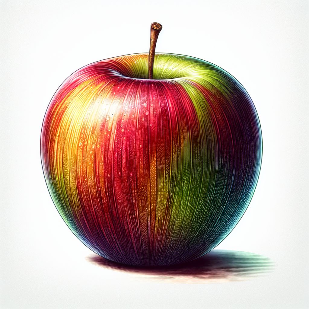 Apple in illustration style with gradients and white background