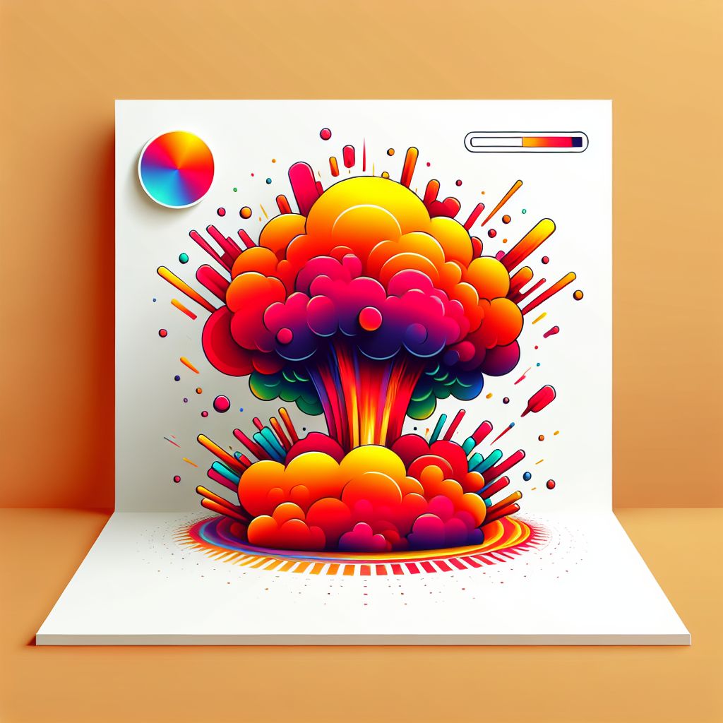 explosion in illustration style with gradients and white background