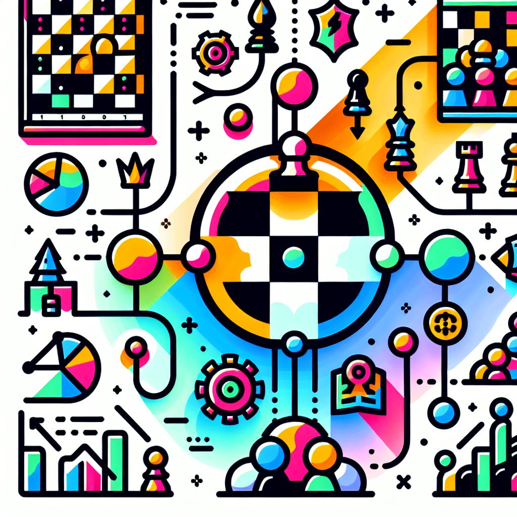 Estrategia en estilo de ilustración con degradados y fondo blanco.