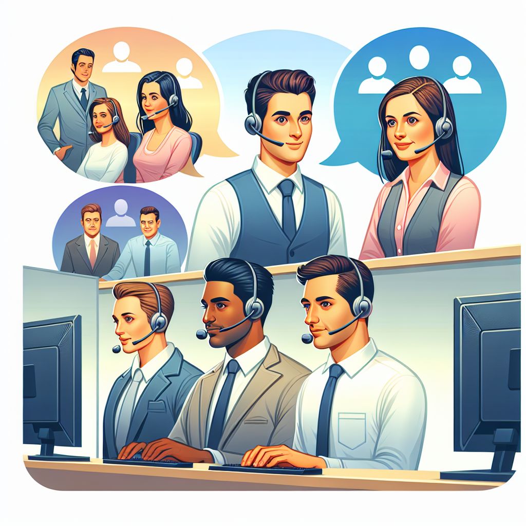 customer focus in illustration style with gradients and white background