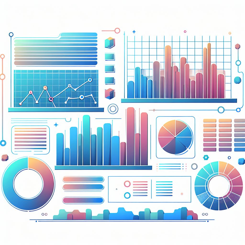 Data in illustration style with gradients and white background