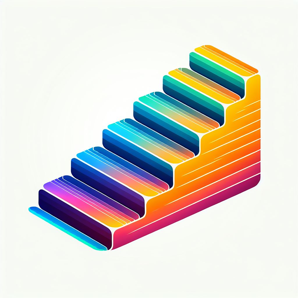 steps in illustration style with gradients and white background