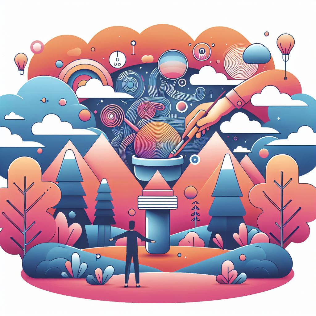 articulate in illustration style with gradients and white background