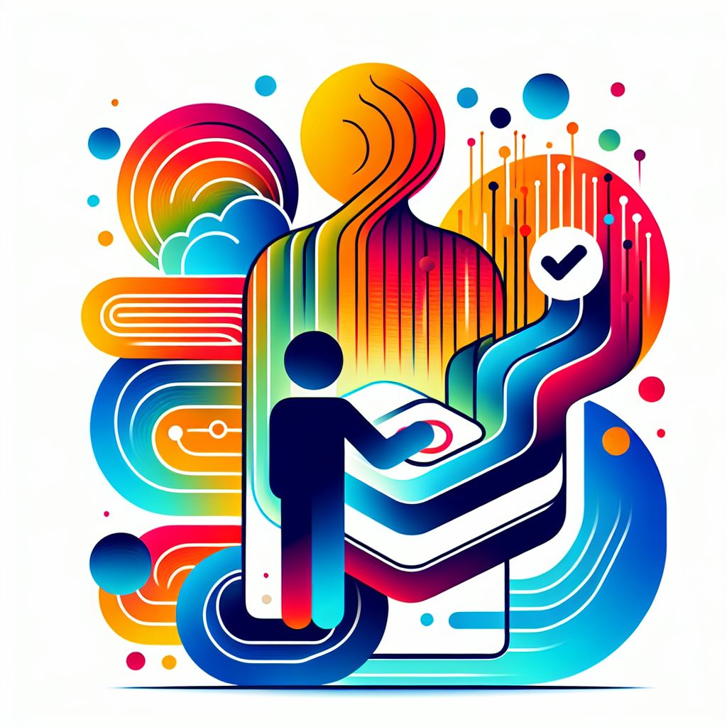 Check in illustration style with gradients and white background