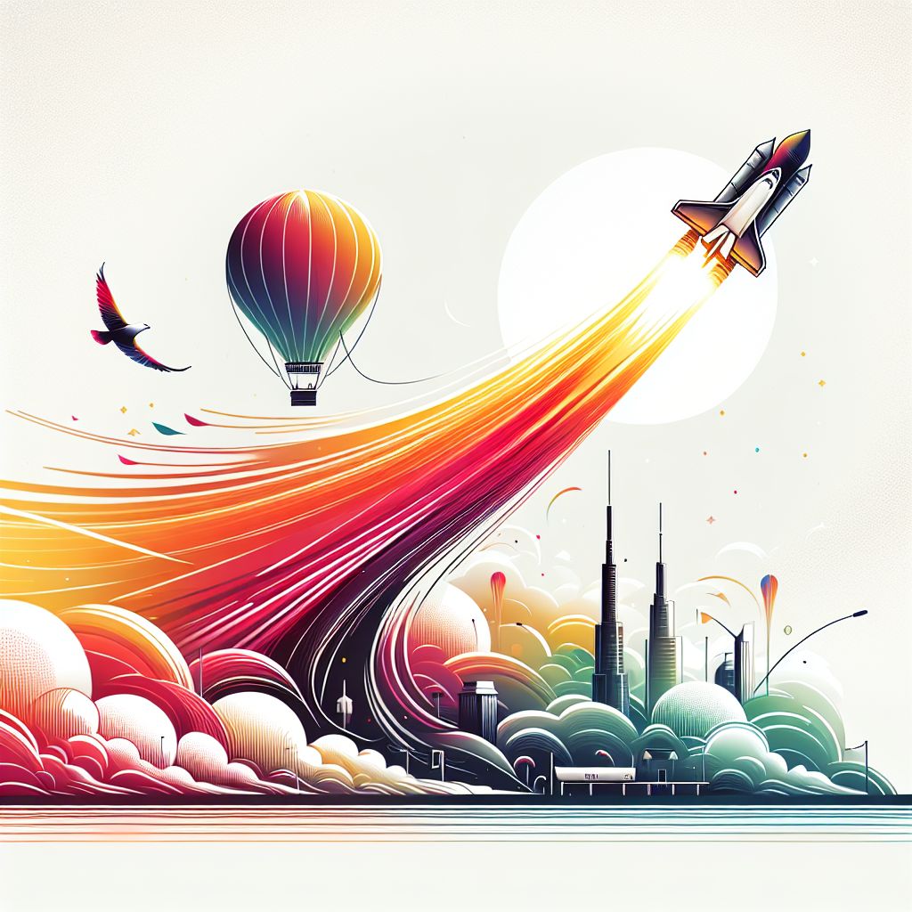 Launch in illustration style with gradients and white background