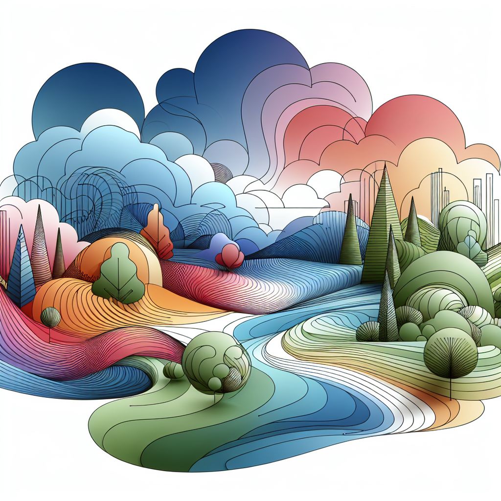 Evaluation in illustration style with gradients and white background