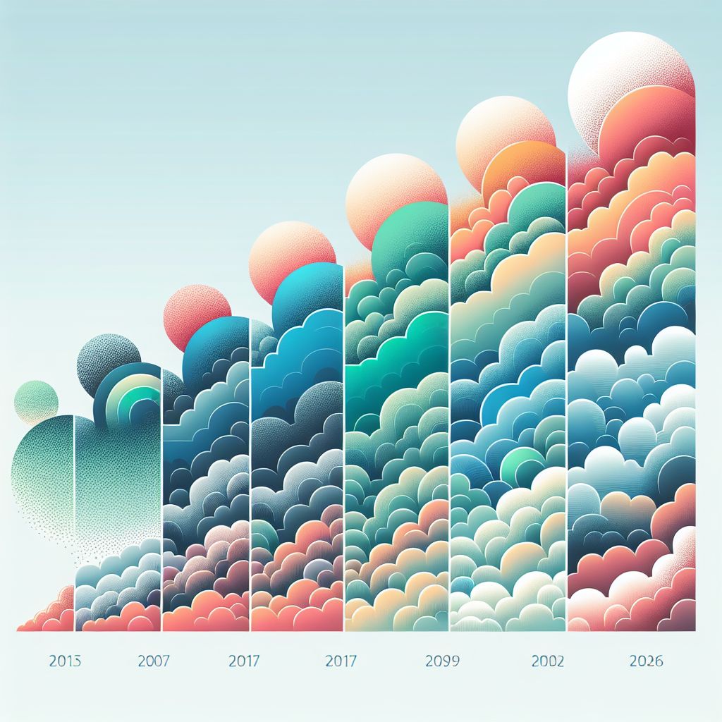 Progress in illustration style with gradients and white background