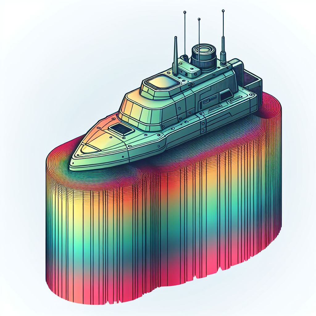 Sonar in illustration style with gradients and white background
