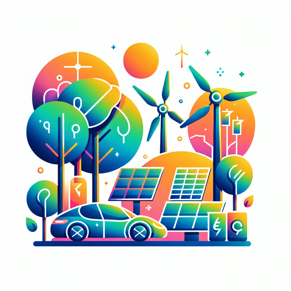 sustainability in illustration style with gradients and white background