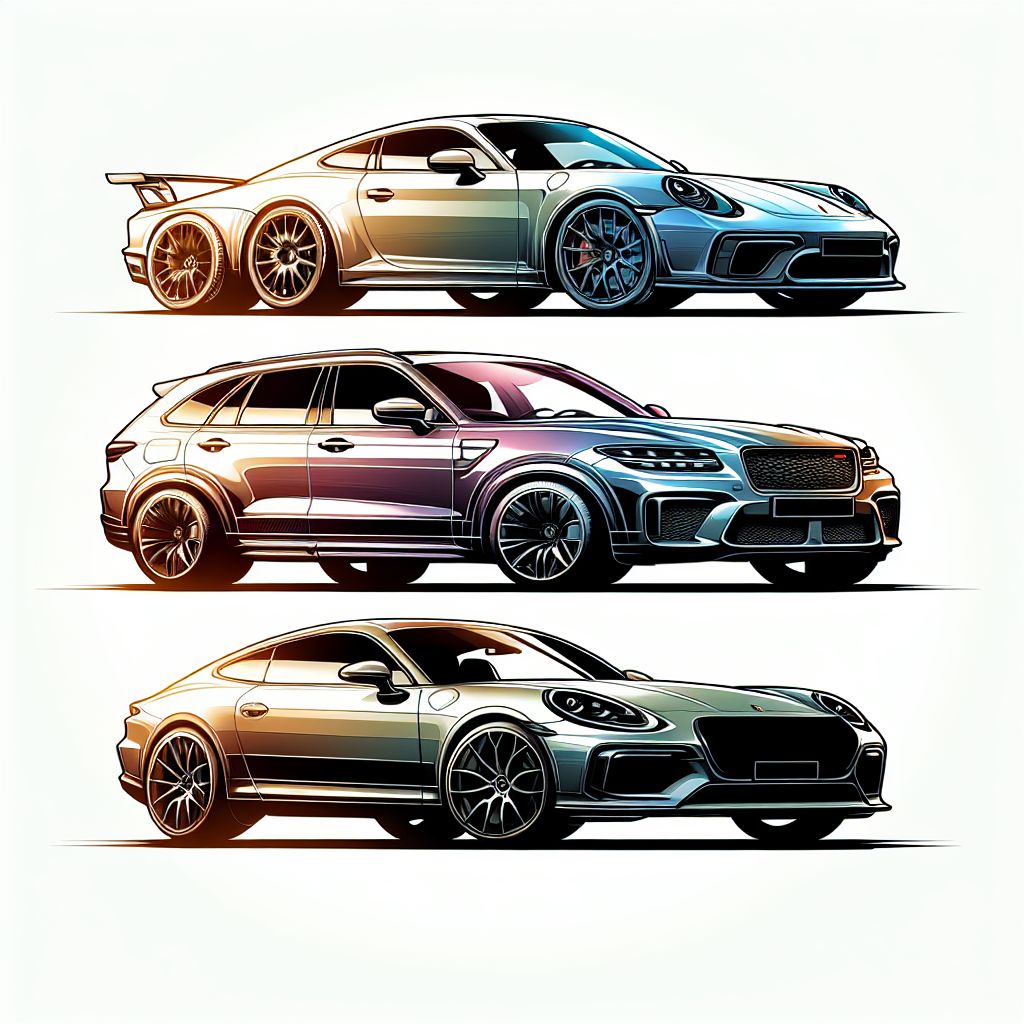 car models in illustration style with gradients and white background