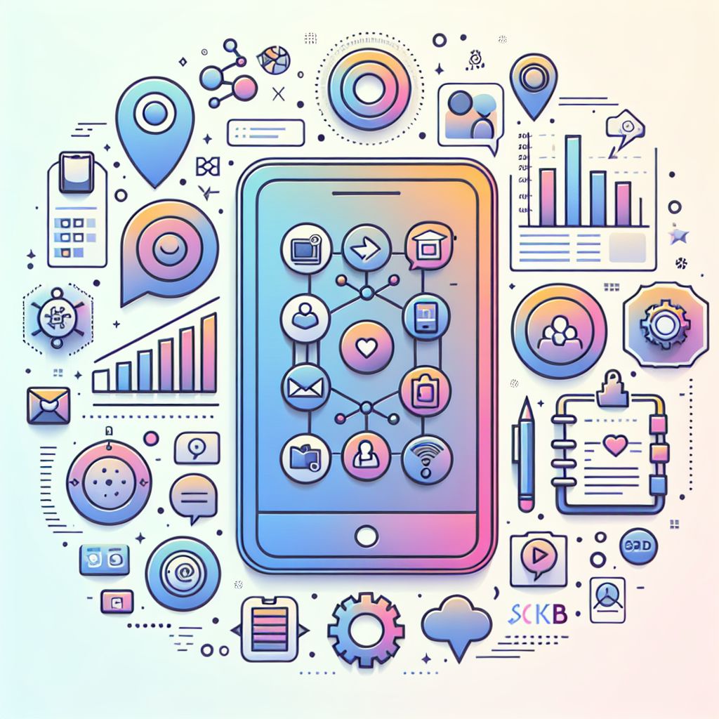 social media strategy in illustration style with gradients and white background