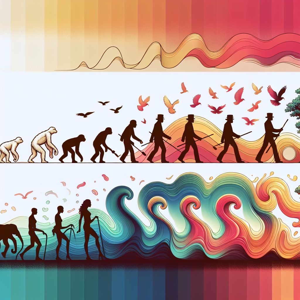 evolution in illustration style with gradients and white background