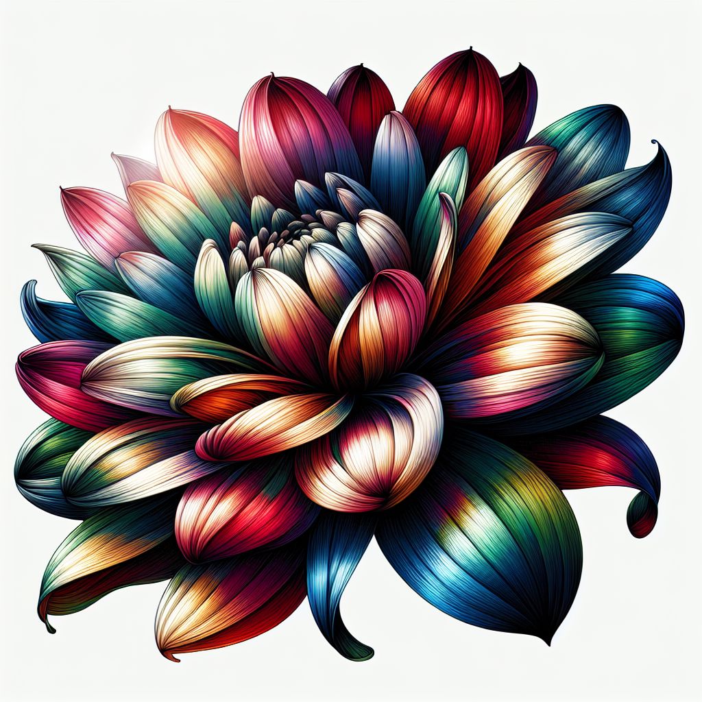 Flower in illustration style with gradients and white background