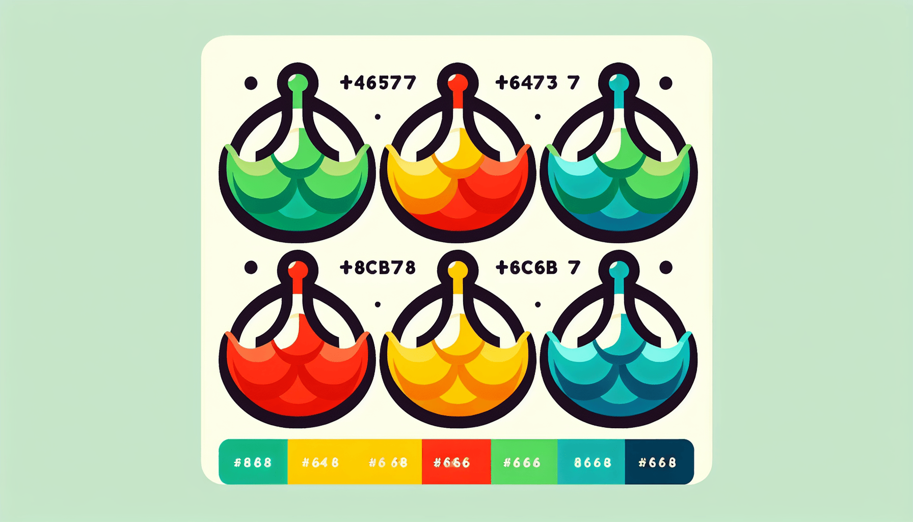 Scales in flat illustration style and white background, red #f47574, green #88c7a8, yellow #fcc44b, and blue #645bc8 colors.
