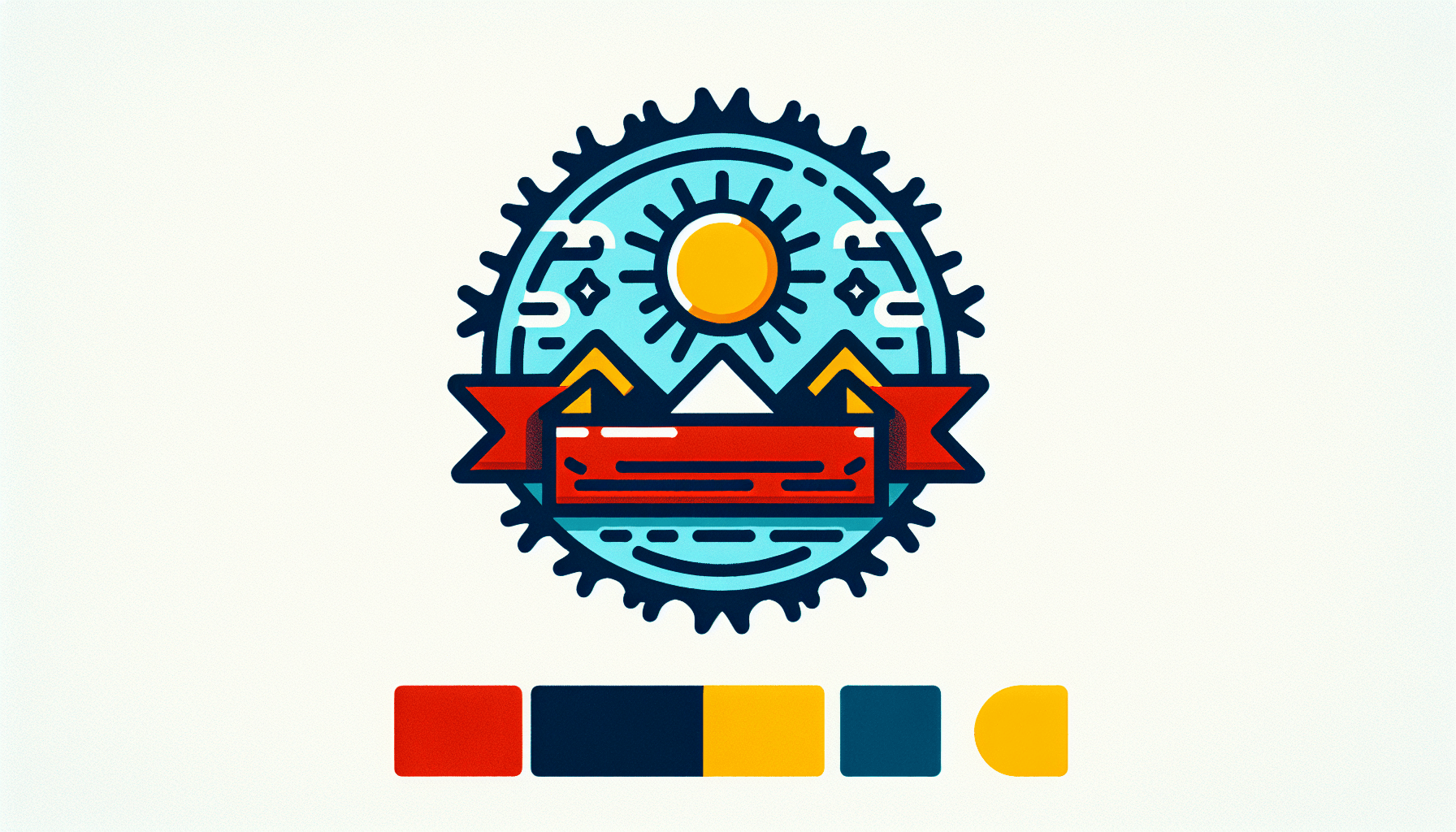 Badge in flat illustration style and white background, red #f47574, green #88c7a8, yellow #fcc44b, and blue #645bc8 colors.