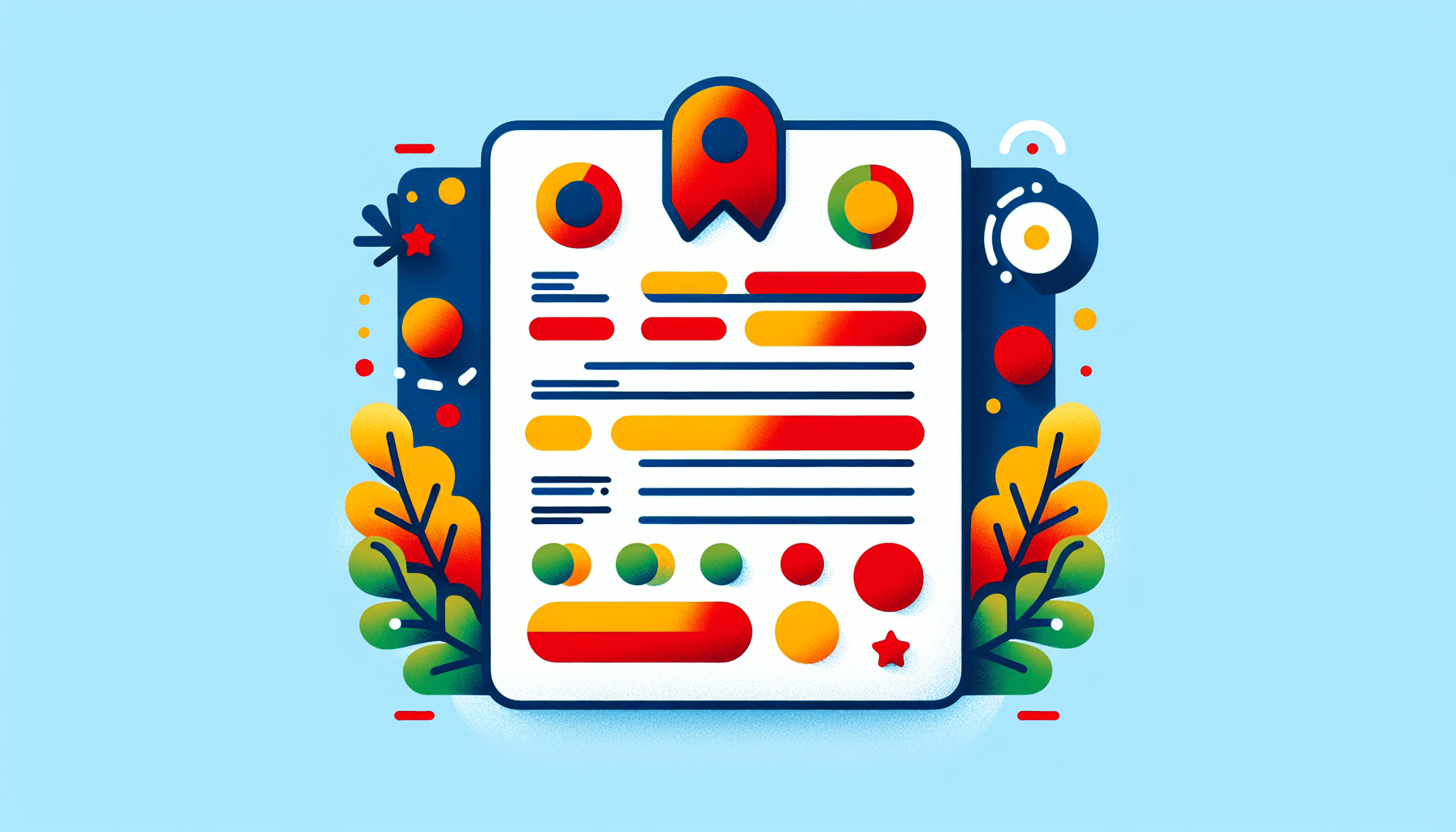 Report card in flat illustration style and white background, red #f47574, green #88c7a8, yellow #fcc44b, and blue #645bc8 colors.