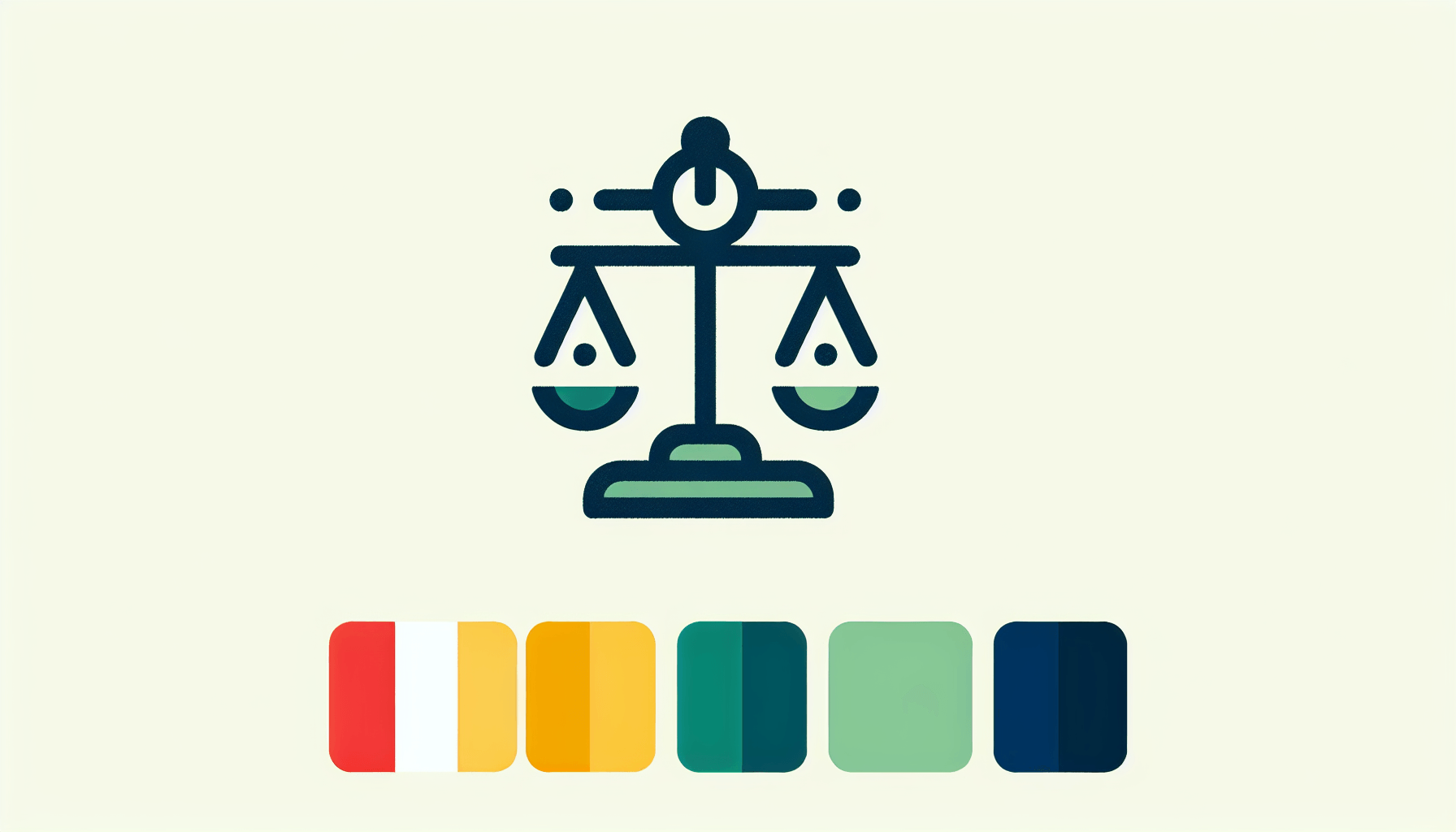Scale in flat illustration style and white background, red #f47574, green #88c7a8, yellow #fcc44b, and blue #645bc8 colors.