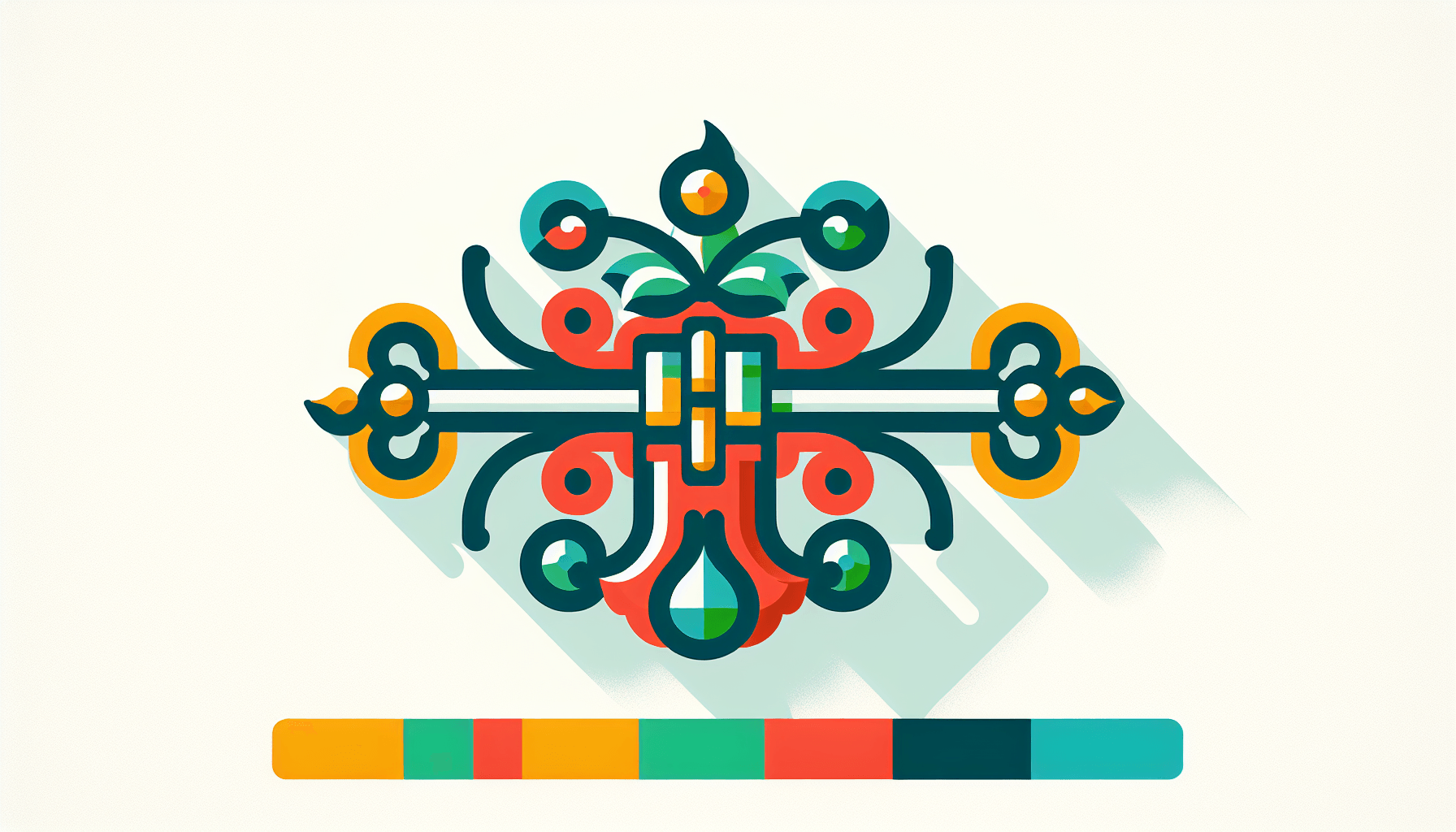 Latch in flat illustration style and white background, red #f47574, green #88c7a8, yellow #fcc44b, and blue #645bc8 colors.