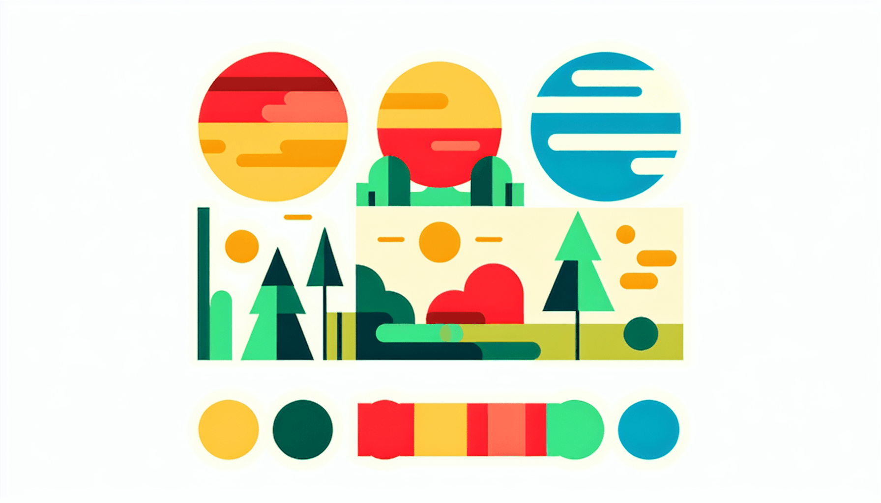 Experiment in flat illustration style and white background, red #f47574, green #88c7a8, yellow #fcc44b, and blue #645bc8 colors.