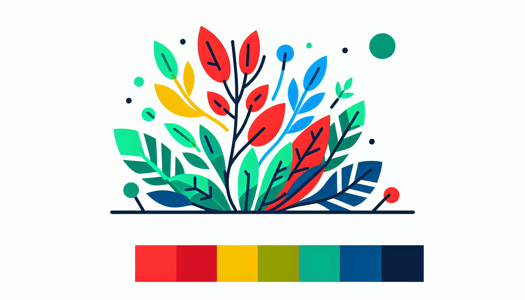 Growing plant in flat illustration style and white background, red #f47574, green #88c7a8, yellow #fcc44b, and blue #645bc8 colors.