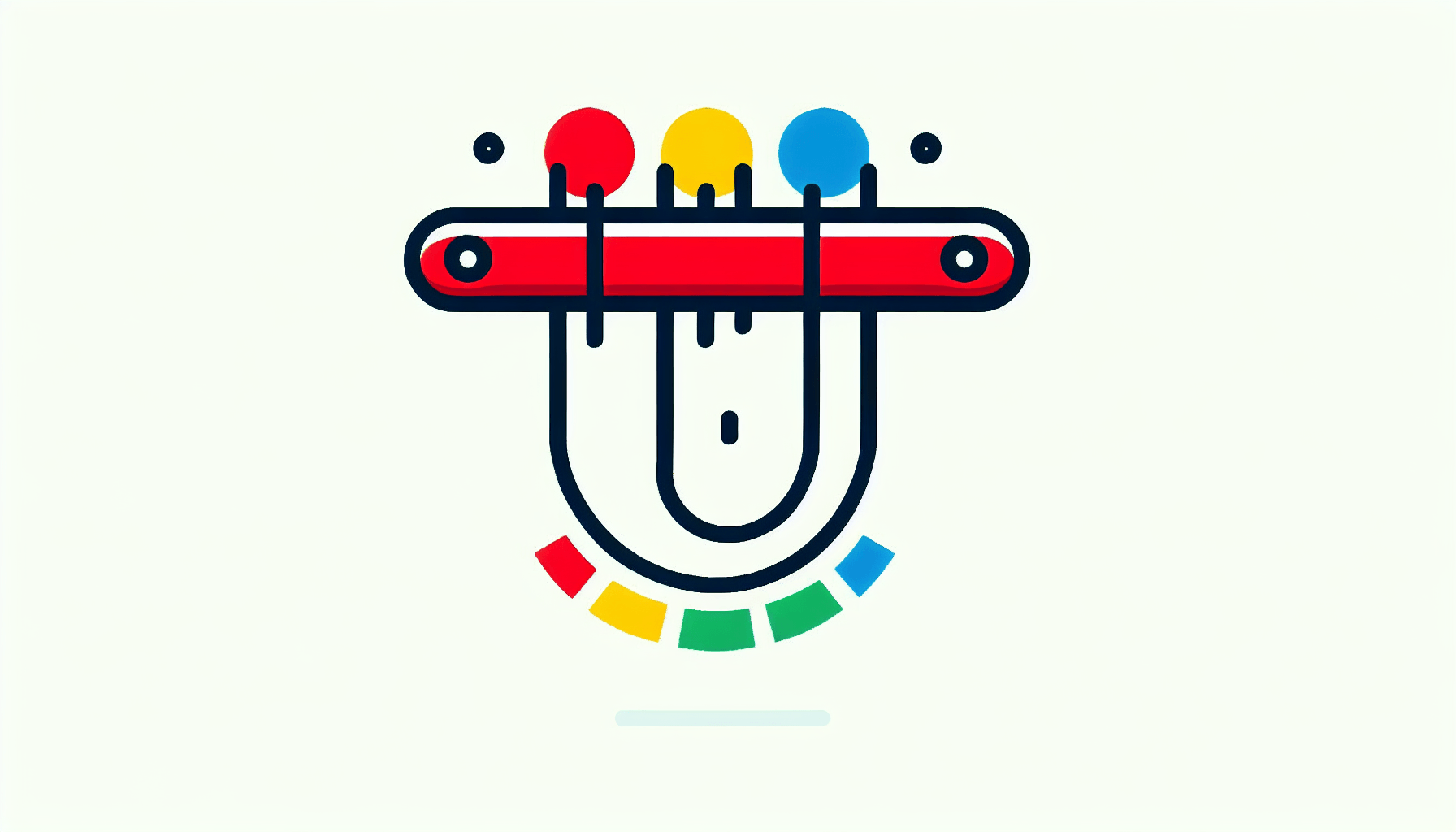 Tuning fork in flat illustration style and white background, red #f47574, green #88c7a8, yellow #fcc44b, and blue #645bc8 colors.
