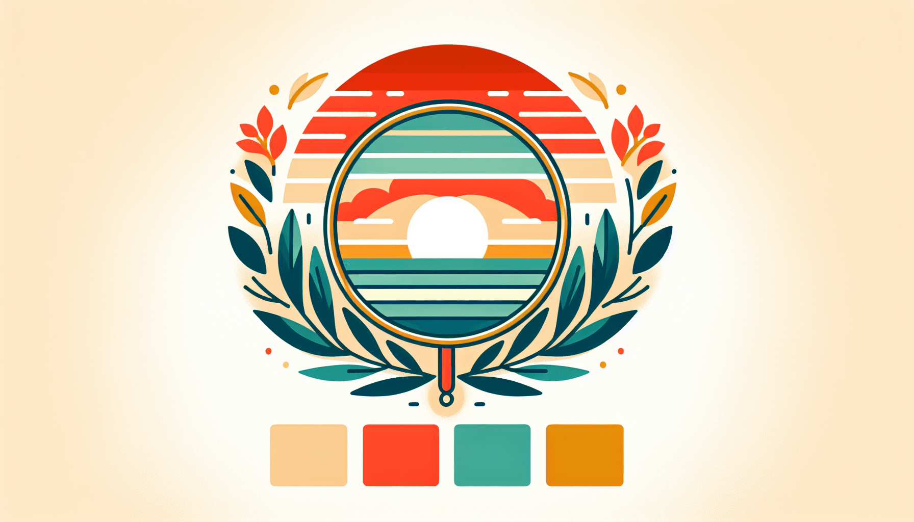 Mirror in flat illustration style and white background, red #f47574, green #88c7a8, yellow #fcc44b, and blue #645bc8 colors.