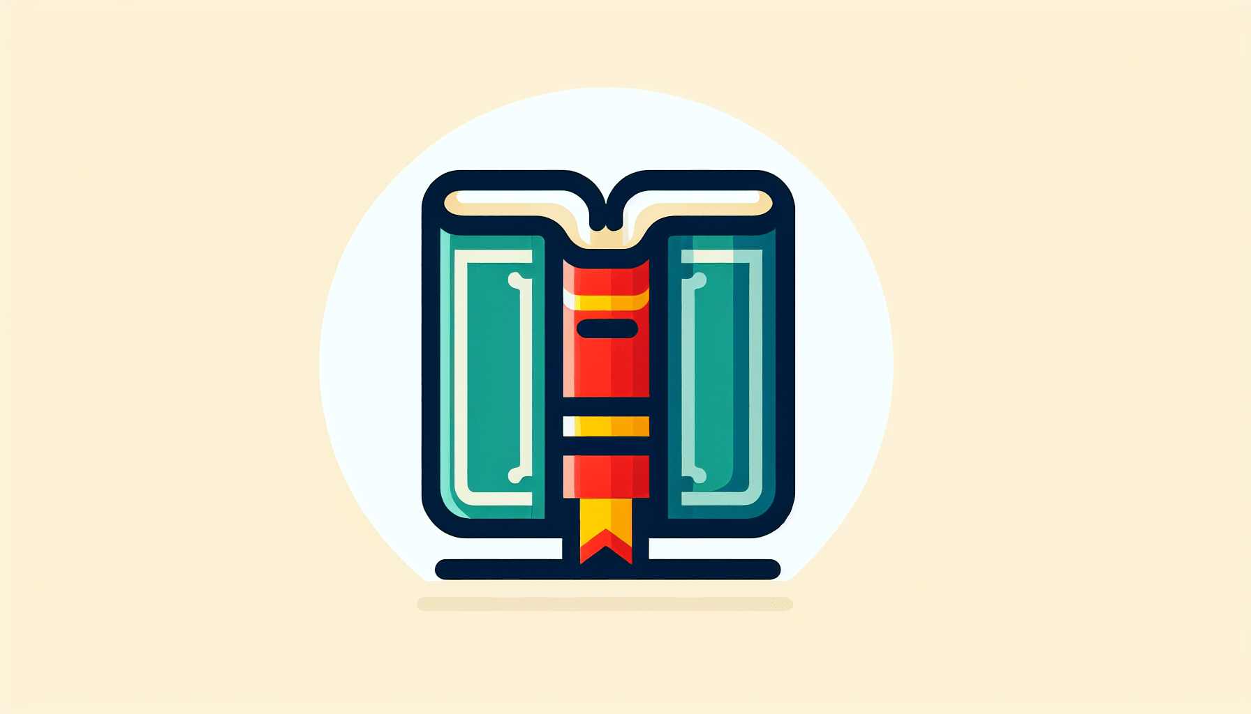 Closed book in flat illustration style and white background, red #f47574, green #88c7a8, yellow #fcc44b, and blue #645bc8 colors.