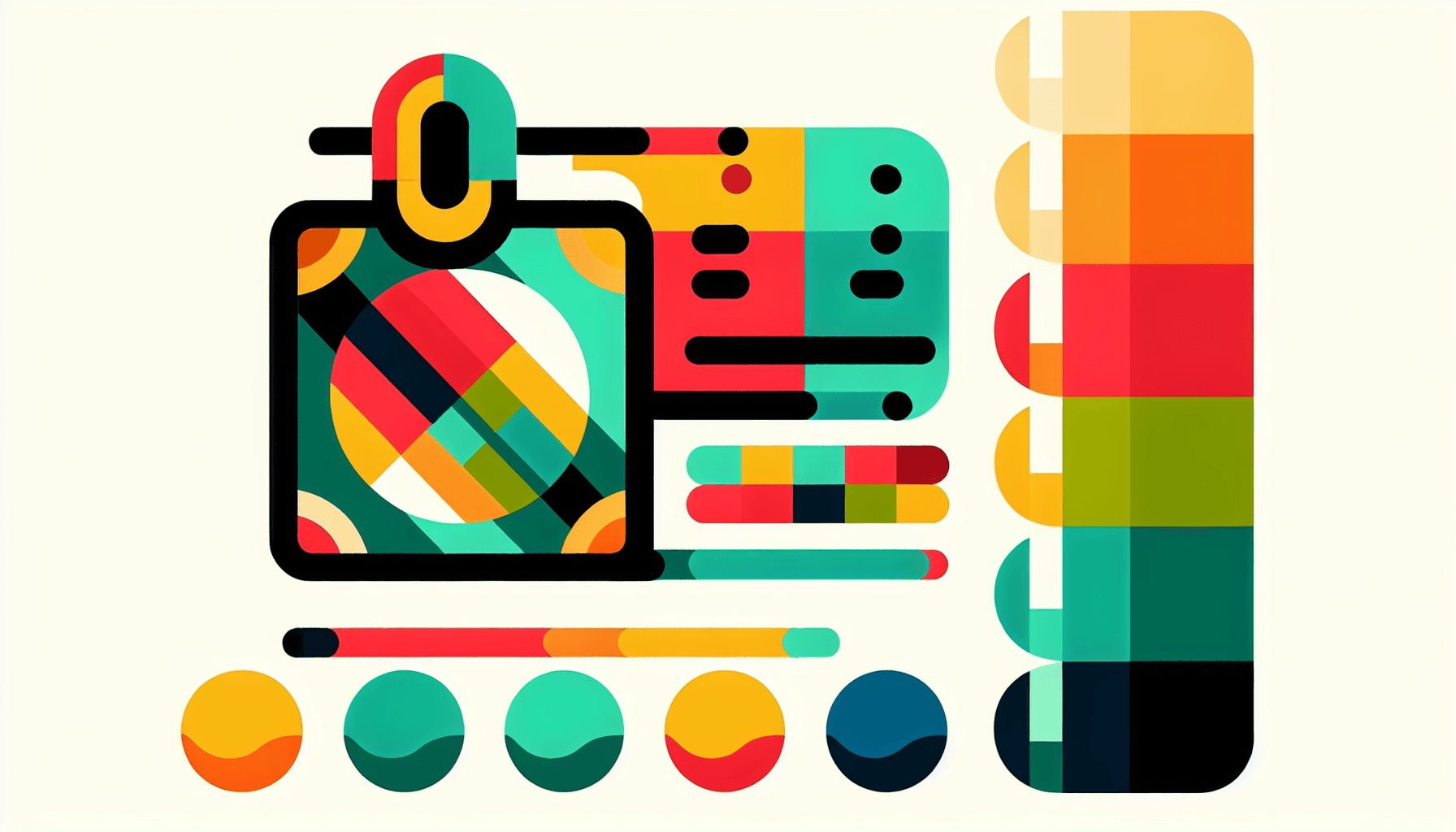 Checklist in flat illustration style and white background, red #f47574, green #88c7a8, yellow #fcc44b, and blue #645bc8 colors.