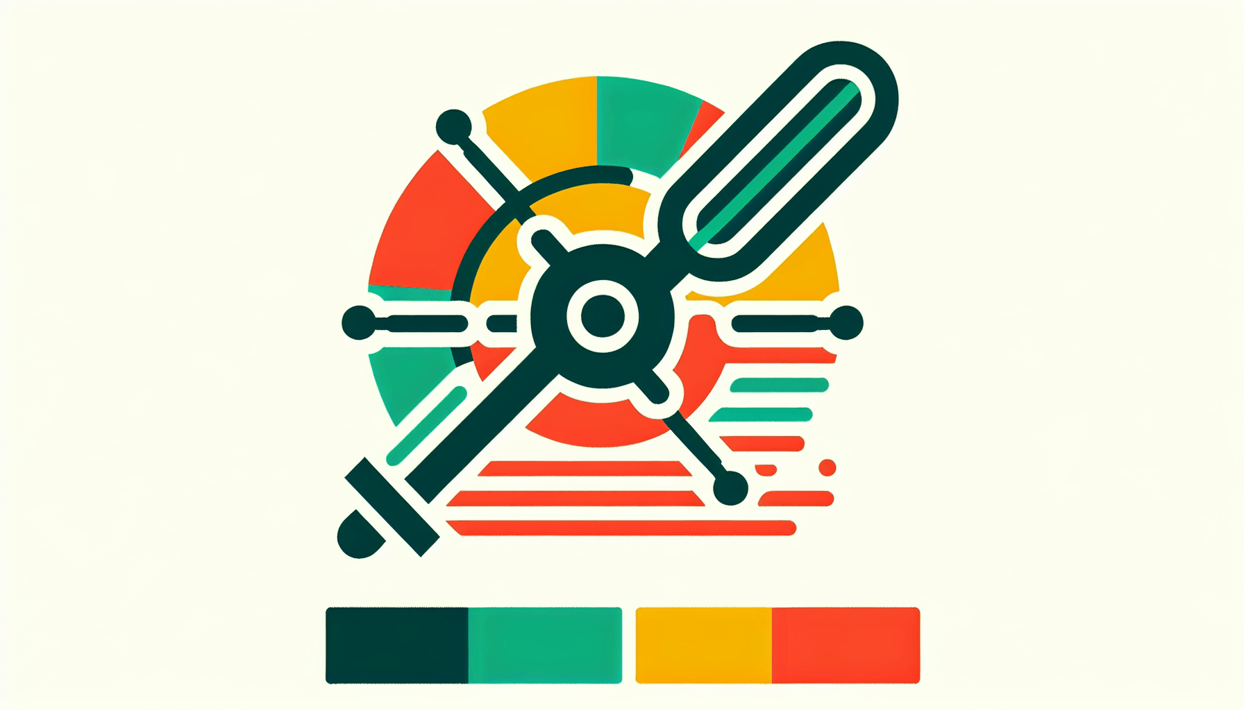 Rudder in flat illustration style and white background, red #f47574, green #88c7a8, yellow #fcc44b, and blue #645bc8 colors.
