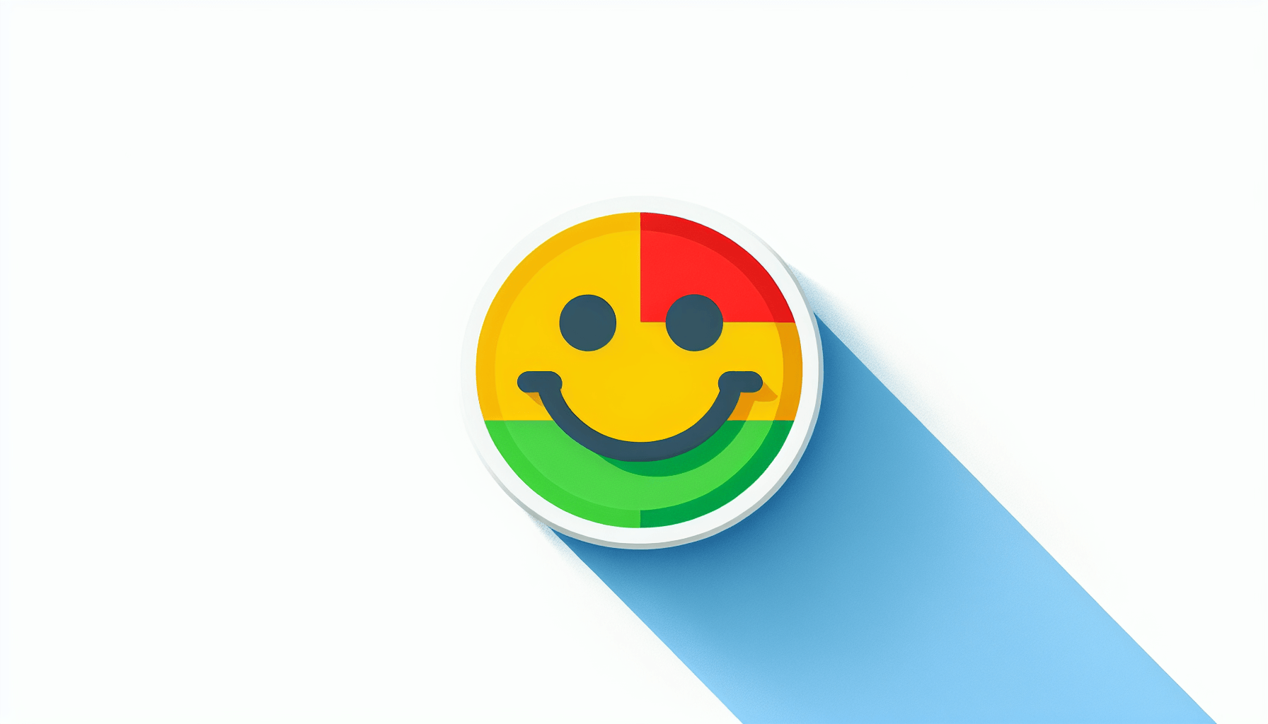 Smiley pin in flat illustration style and white background, red #f47574, green #88c7a8, yellow #fcc44b, and blue #645bc8 colors.