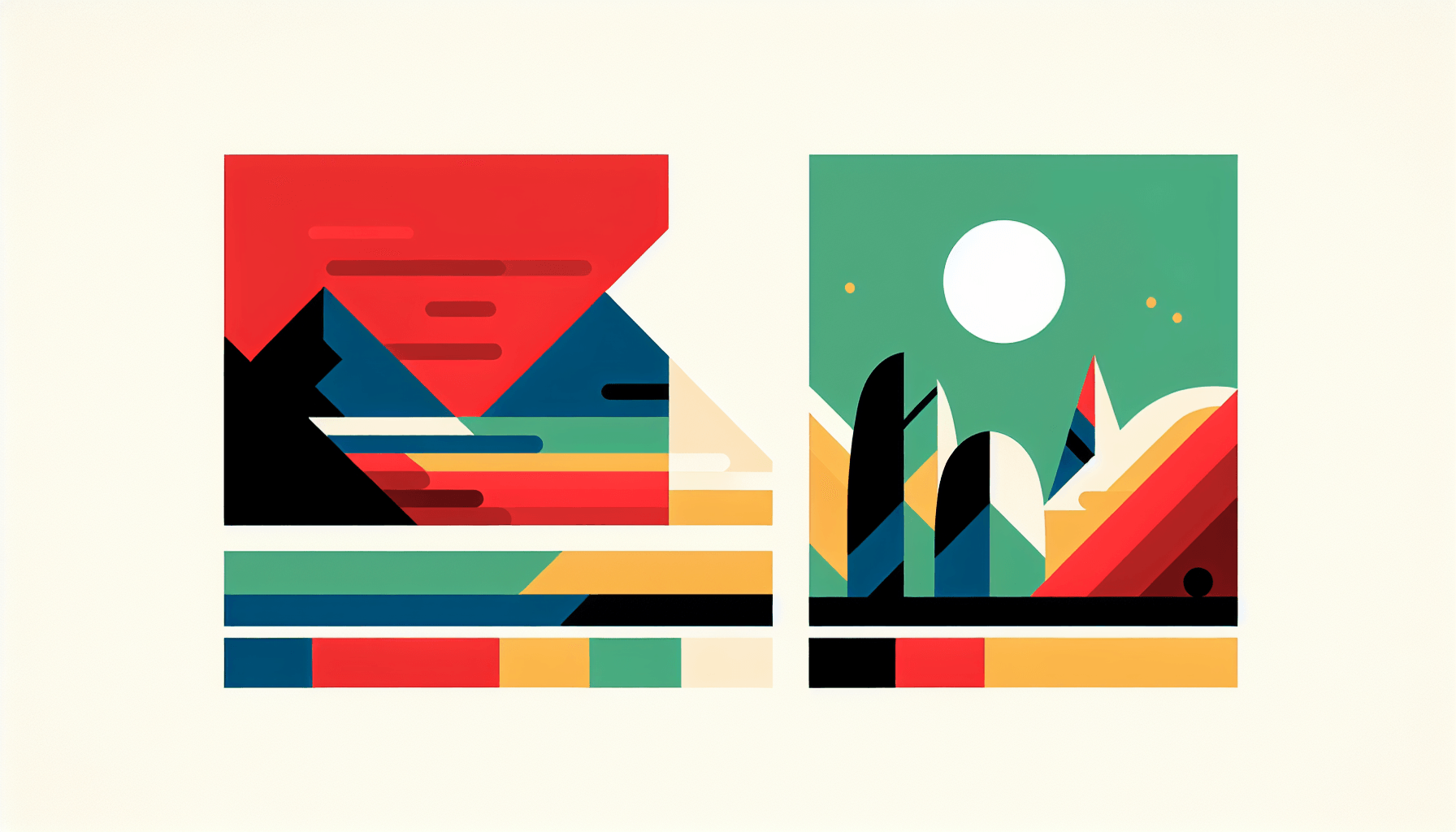 Brush in flat illustration style and white background, red #f47574, green #88c7a8, yellow #fcc44b, and blue #645bc8 colors.