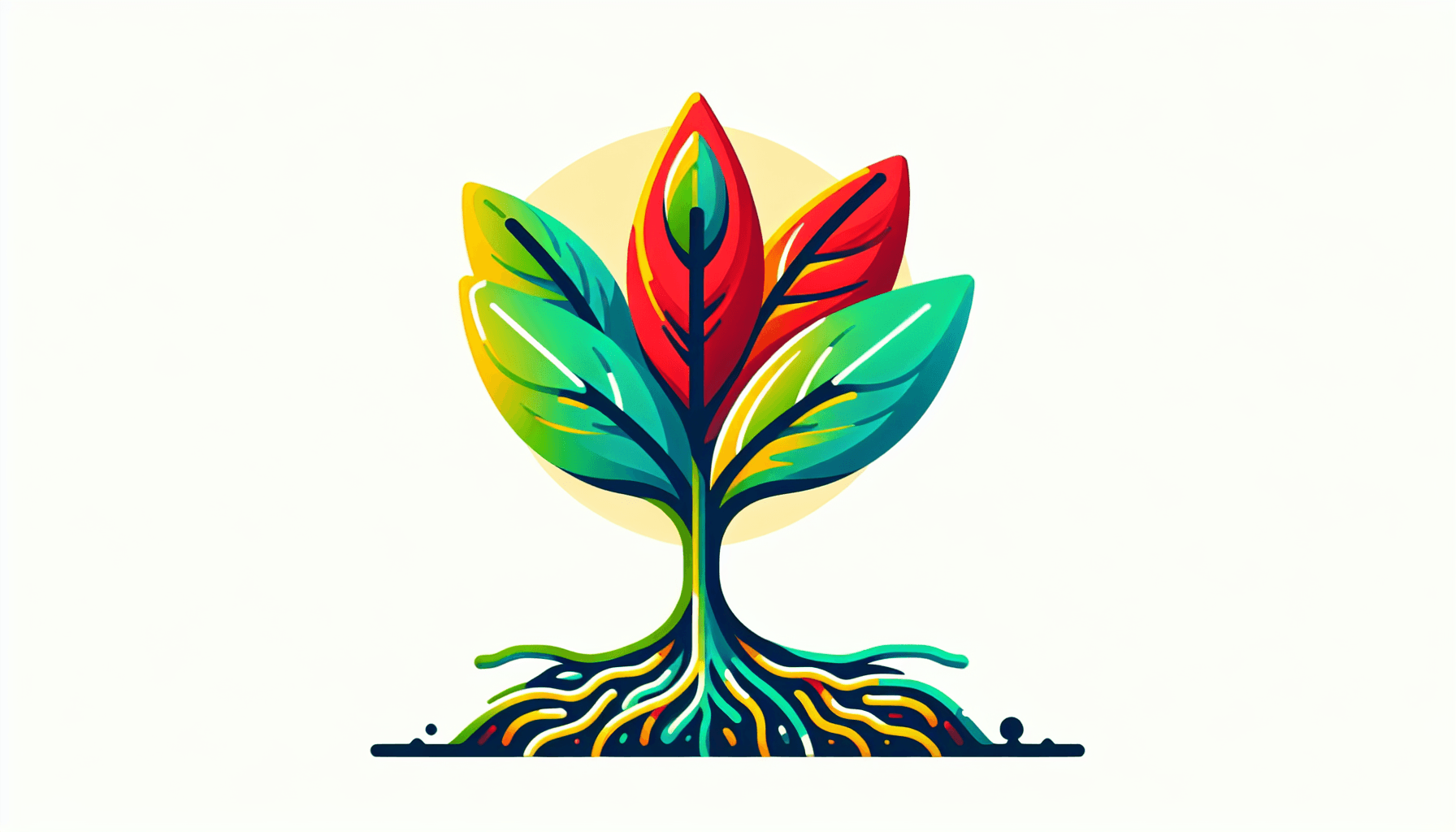 Sprout in flat illustration style and white background, red #f47574, green #88c7a8, yellow #fcc44b, and blue #645bc8 colors.