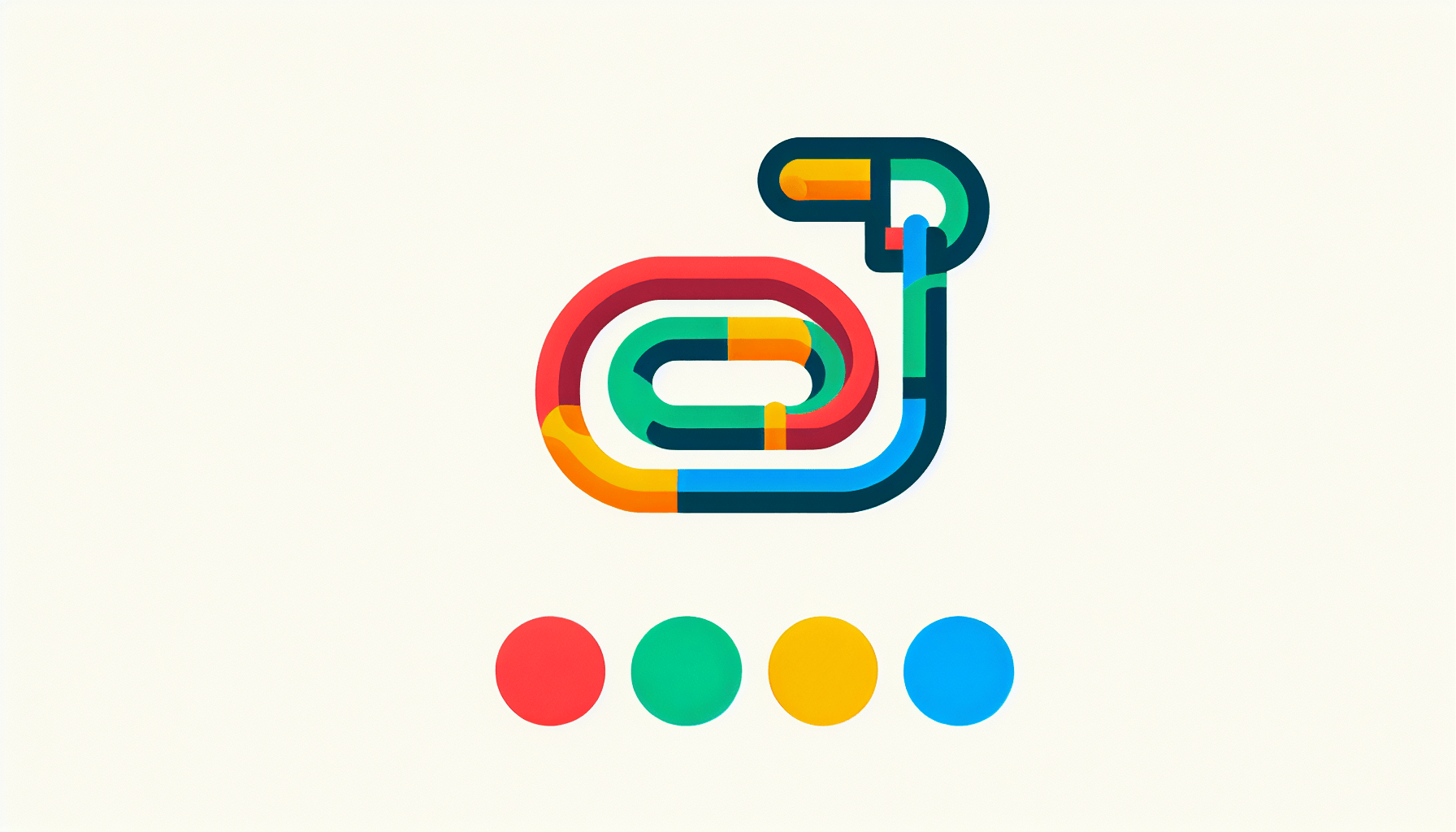 Leash in flat illustration style and white background, red #f47574, green #88c7a8, yellow #fcc44b, and blue #645bc8 colors.