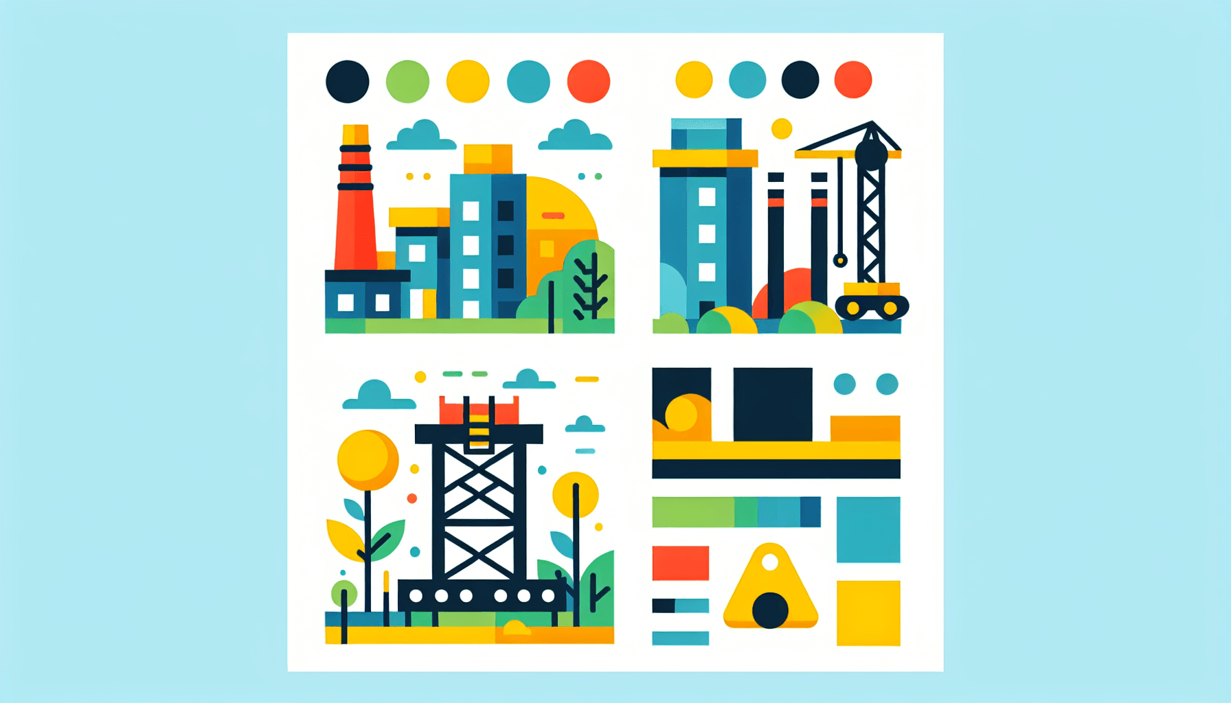 Foundation in flat illustration style and white background, red #f47574, green #88c7a8, yellow #fcc44b, and blue #645bc8 colors.