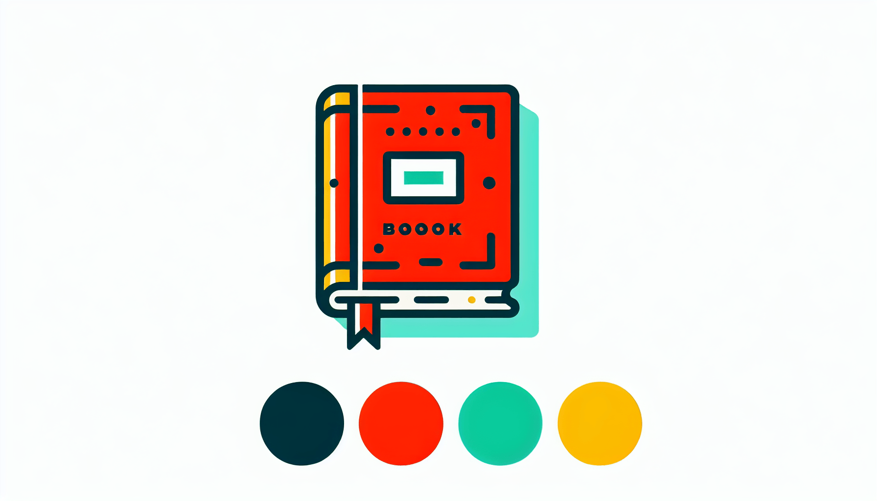 Handbook in flat illustration style and white background, red #f47574, green #88c7a8, yellow #fcc44b, and blue #645bc8 colors.