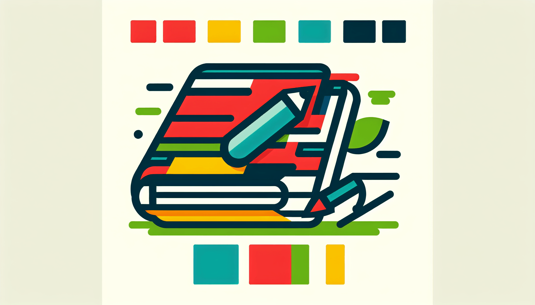 Textbook in flat illustration style and white background, red #f47574, green #88c7a8, yellow #fcc44b, and blue #645bc8 colors.