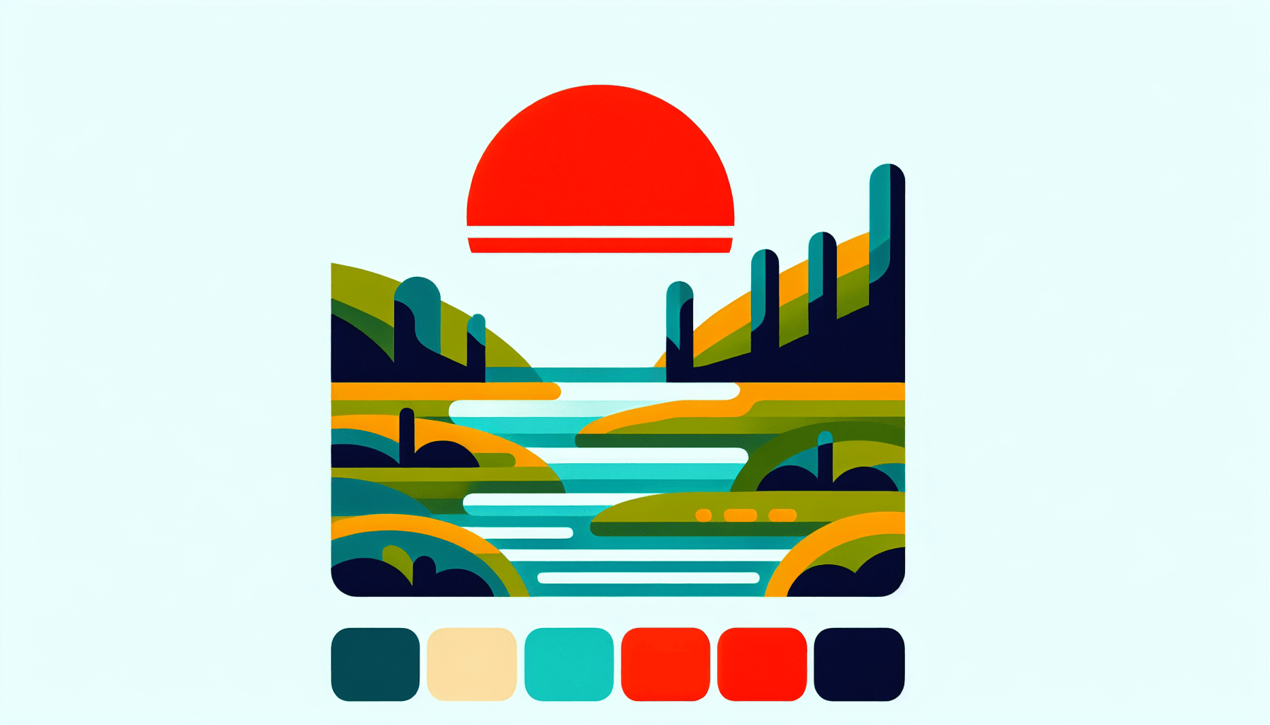 Stream in flat illustration style and white background, red #f47574, green #88c7a8, yellow #fcc44b, and blue #645bc8 colors.