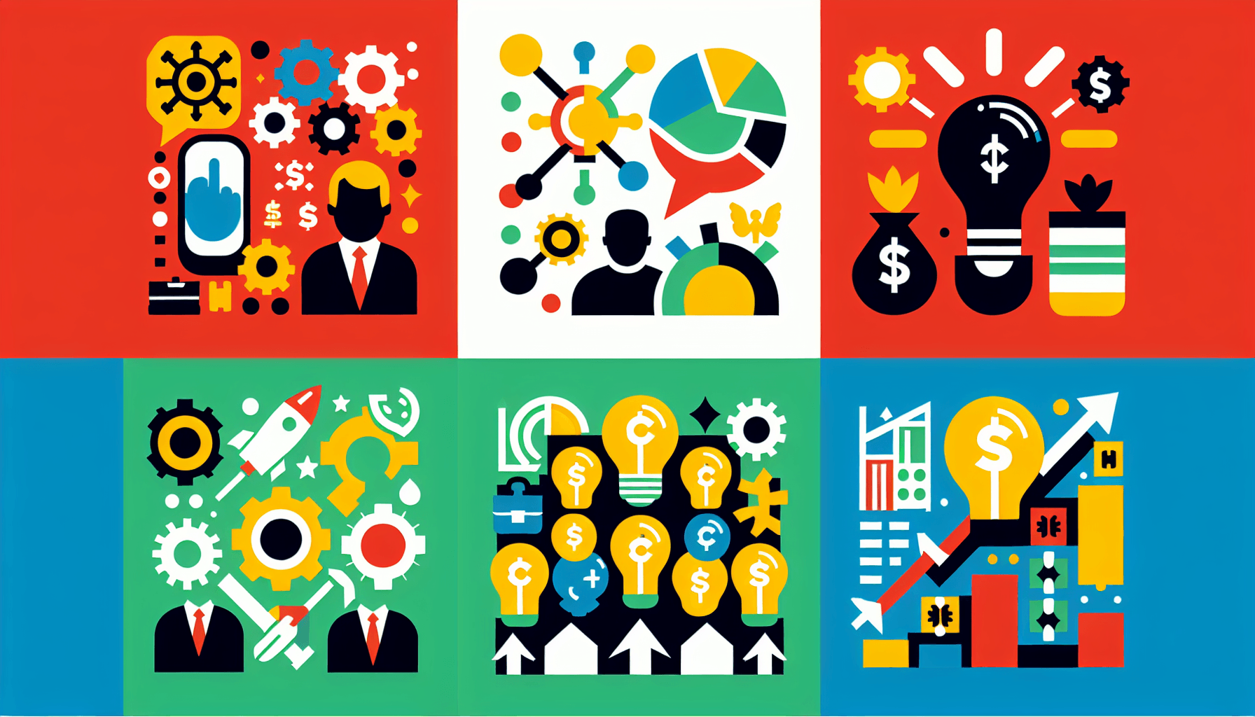 What is the meaning of entrepreneurship? in flat illustration style and white background, red #f47574, green #88c7a8, yellow #fcc44b, and blue #645bc8 colors.