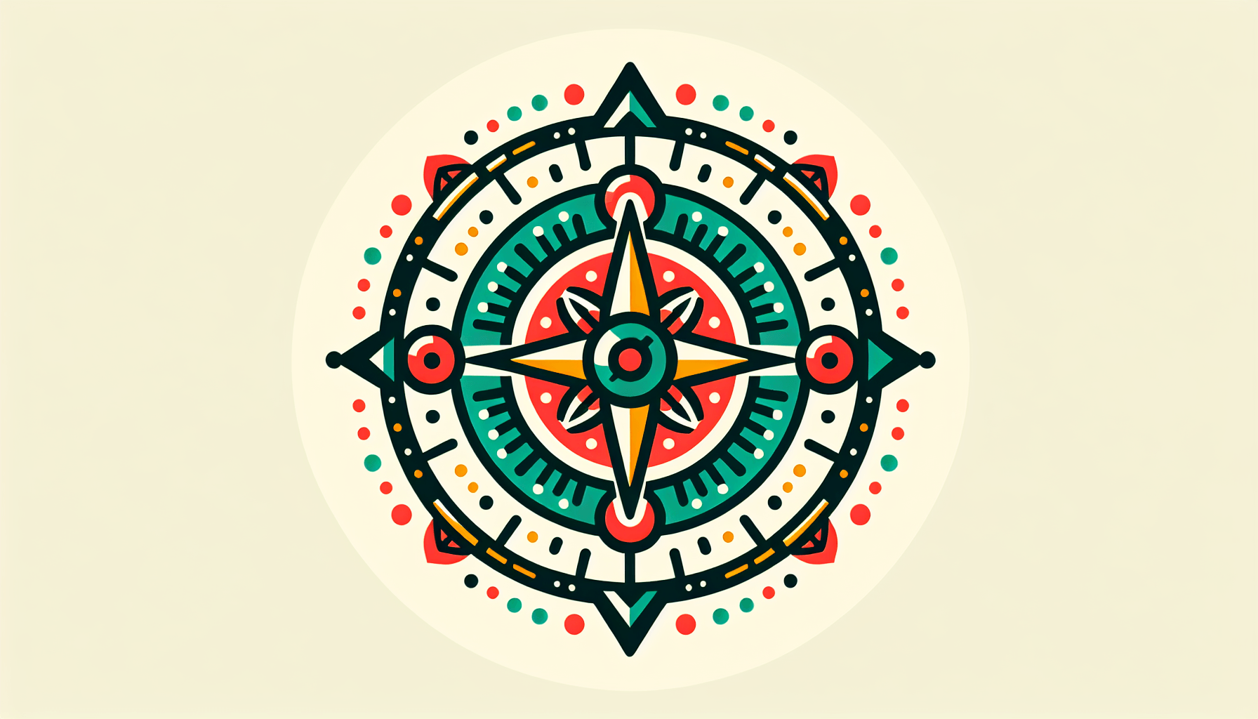 Compass in flat illustration style and white background, red #f47574, green #88c7a8, yellow #fcc44b, and blue #645bc8 colors.
