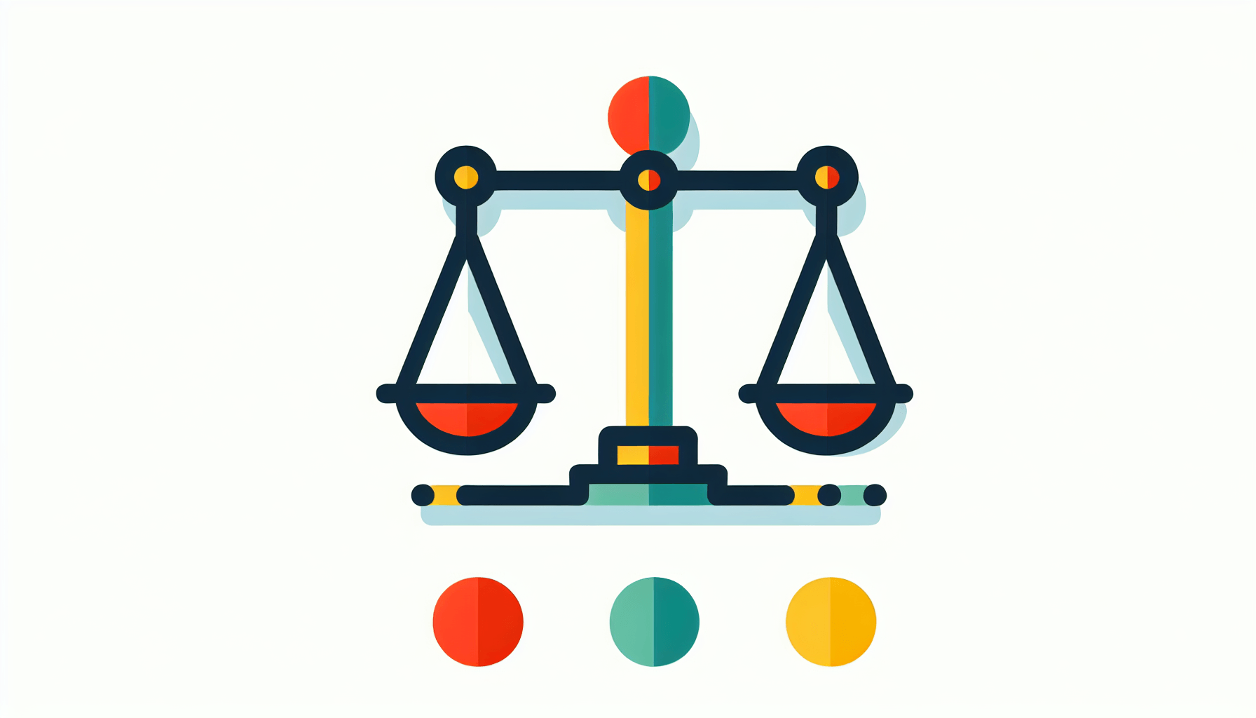 Scale in flat illustration style and white background, red #f47574, green #88c7a8, yellow #fcc44b, and blue #645bc8 colors.