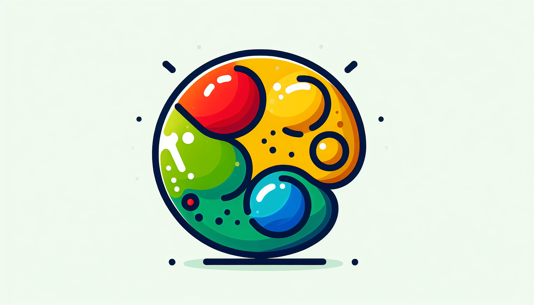 Palette in flat illustration style and white background, red #f47574, green #88c7a8, yellow #fcc44b, and blue #645bc8 colors.