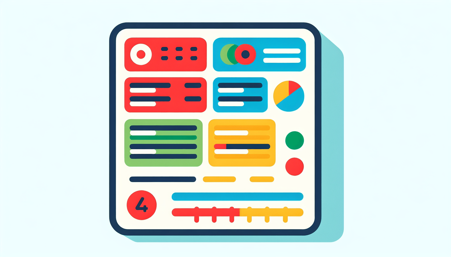 Report card in flat illustration style and white background, red #f47574, green #88c7a8, yellow #fcc44b, and blue #645bc8 colors.