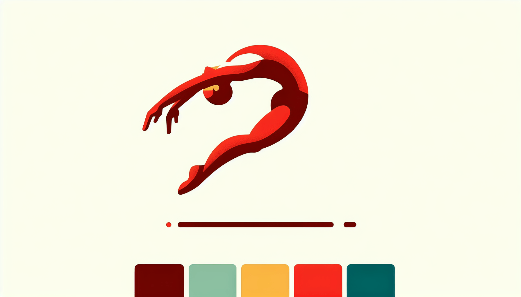 Gymnast in flat illustration style and white background, red #f47574, green #88c7a8, yellow #fcc44b, and blue #645bc8 colors.