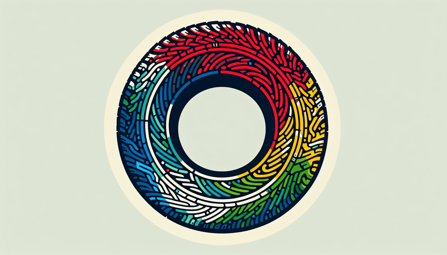 Tire in flat illustration style and white background, red #f47574, green #88c7a8, yellow #fcc44b, and blue #645bc8 colors.