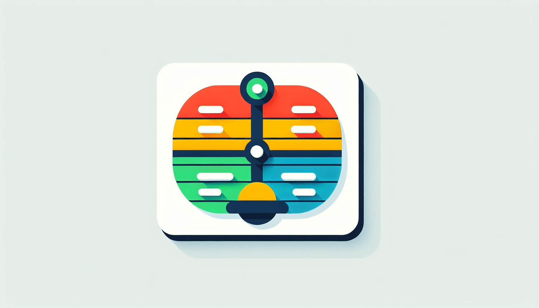 Strategy Canvas Balanced Scorecard -> Scoreboard in flat illustration style and white background, red #f47574, green #88c7a8, yellow #fcc44b, and blue #645bc8 colors.
