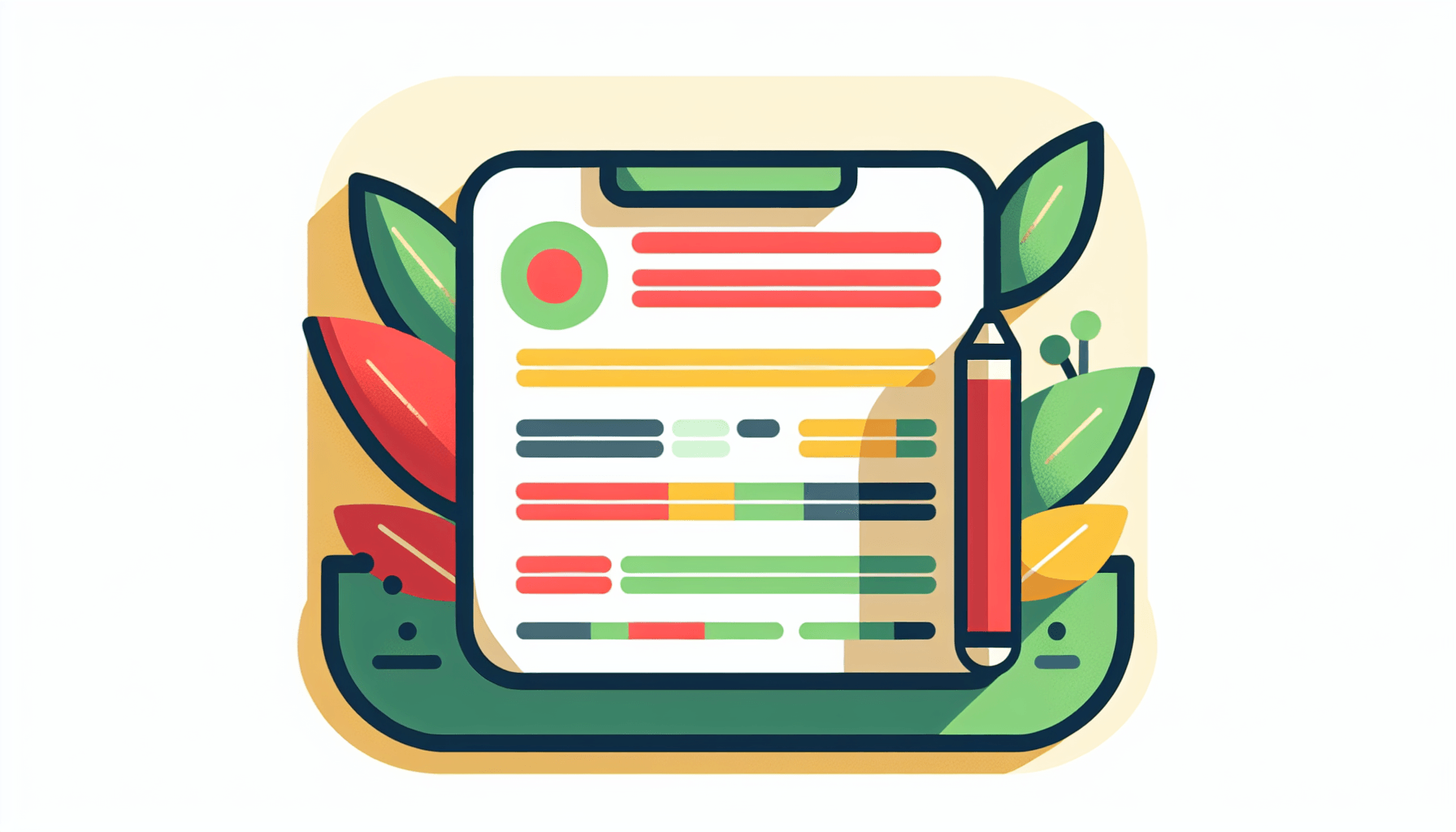 Application form in flat illustration style and white background, red #f47574, green #88c7a8, yellow #fcc44b, and blue #645bc8 colors.